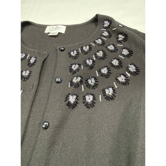 Ann Taylor LOFT Sweaters - Ann Taylor Loft Womens Medium Black Beaded Sequin Cardigan Sweater 133388
